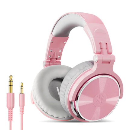 Studio Koptelefoon met 6.35mm en 3.5mm AUX Aansluiting - Headset met Microfoon DJ Headphones Roze-Wit