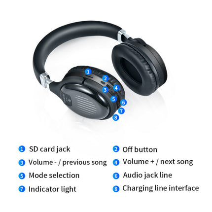 TM-061 Draadloze Koptelefoon Bluetooth Wireless Headphones Stereo Gaming Goud