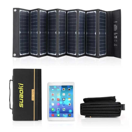 Solar Oplader met 9 Zonnepanelen 60W voor Laptops -2 Oplaadpoorten / 10-in-1 Laptop Lader op Zonne-energie 