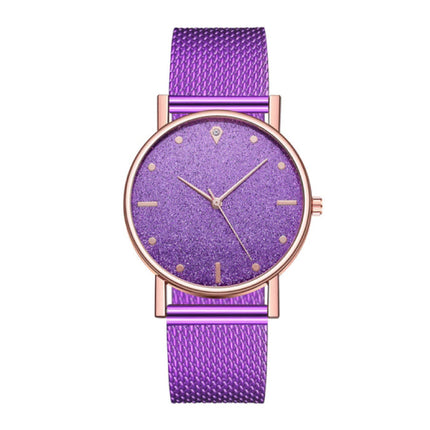 Horloge Kwarts Dames - Luxe Anoloog Uurwerk voor Vrouwen Paars