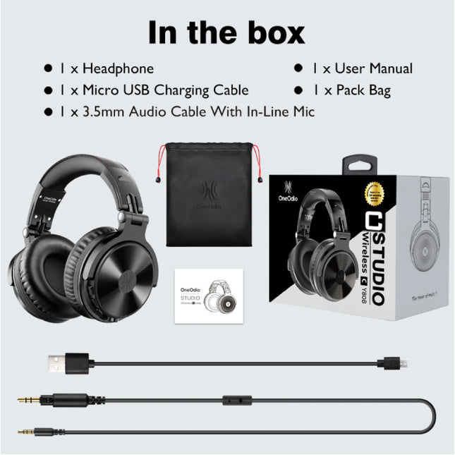 Pro-C Draadloze Koptelefoon - 110 Uur Afspeeltijd - Headset met Microfoon DJ Headphones - Beige
