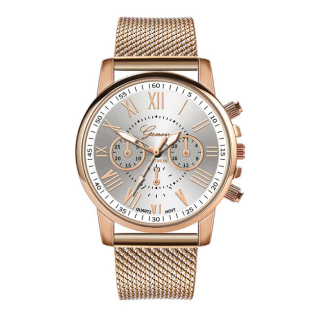 Luxe Horloge voor Dames - Modieus Kwarts Uurwerk Mesh Bandje Wit