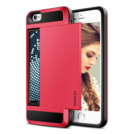 iPhone 6 Plus - Wallet Card Slot Cover Case Hoesje Business Rood 