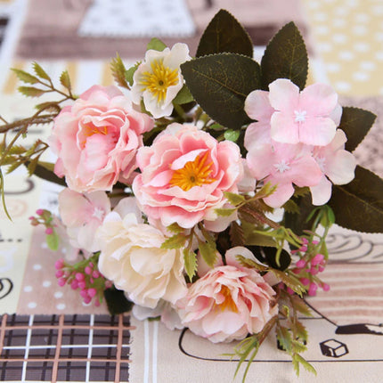 Kunst Boeket - Zijden Rozen Roos Bloemen Luxe Boeketten Decor Ornament Roze