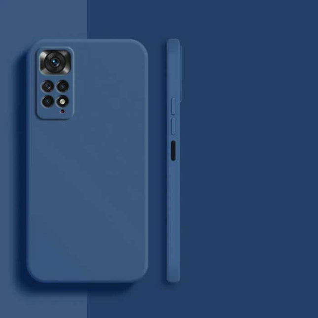 Xiaomi Redmi Note 10 4G Square Silicone Hoesje - Zachte Matte Case Liquid Cover Blauw