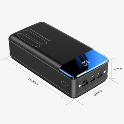 100.000mAh Powerbank met 3 Oplaadpoorten - Ingebouwde Zaklamp - Externe Accu Batterij Oplader Wit