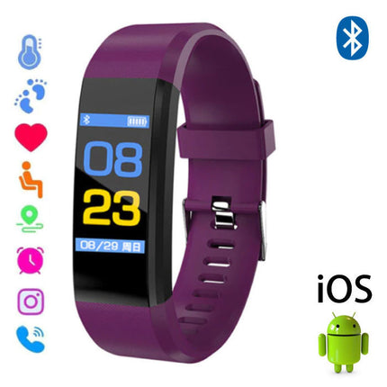 Originele ID115 Plus Smartband Fitness Sport Activity Tracker Smartwatch Smartphone Horloge iOS Android iPhone Samsung Huawei Paars