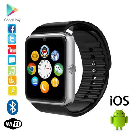Originele GT08 Smartwatch Smartphone Fitness Sport Activity Tracker Horloge OLED Android iOS iPhone Samsung Huawei Zilver
