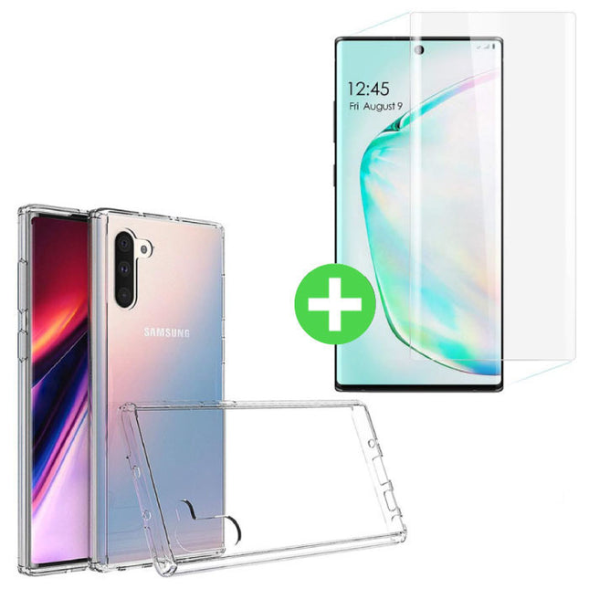 Samsung Galaxy Note 10 Transparant TPU Hoesje + Screen Protector Tempered Glass