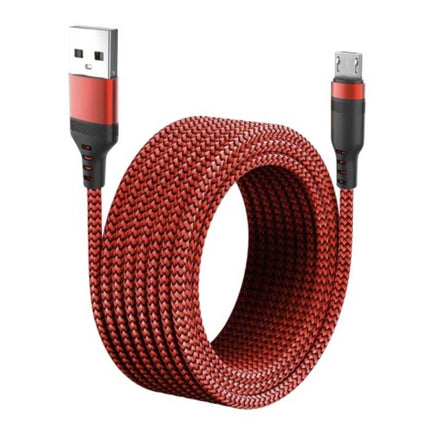 Extra Lange 5M Micro-USB Oplaadkabel Datakabel Gevlochten Nylon Oplader Grijs