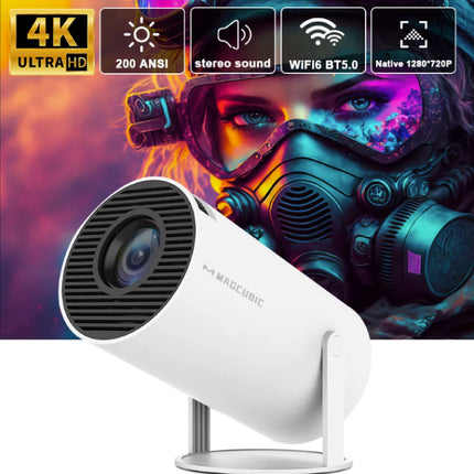 HY300 Draagbare Projector - 200 ANSI Lumen - Android 11 Beamer Home Media Speler Wit