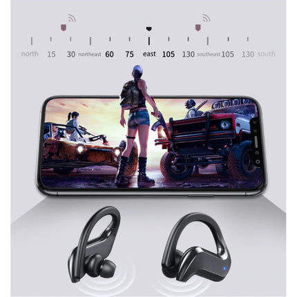  Draadloze Oortjes met Oorhaak - Touch Control -  TWS Bluetooth 5.0 Wireless Buds Earphones Earbuds Oortelefoon Zwart