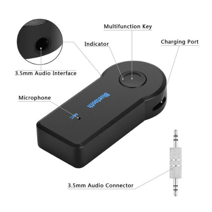 Bluetooth 5.0 Ontvanger Transmitter AUX Jack 3.5mm - Draadloze Adapter Audio Receiver Streamen Handsfree Bellen + Microfoon