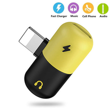 iPhone Lightning Oplader + Headphone Audio Splitter Adapter Geel