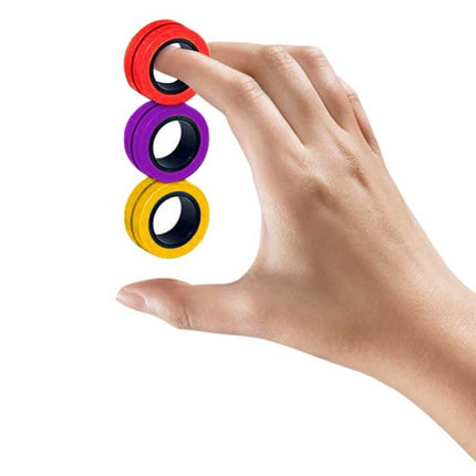 3-Pack Magnetische Ring Fidget Spinner - Anti Stress Hand Draaier Speelgoed Toy Roze-Geel-Blauw