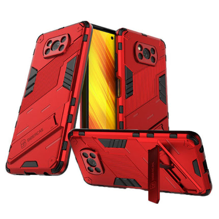 Xiaomi Poco X4 Pro (5G) Hoesje met Kickstand - Shockproof Armor Case Cover Rood