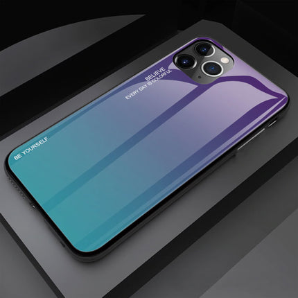 iPhone 11 Pro Hoesje Gradient - TPU en 9H Glas - Shockproof Glossy Case Cover Cas TPU Blauw
