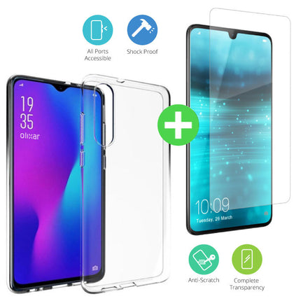 Huawei P30 Transparant TPU Hoesje + Screen Protector Tempered Glass