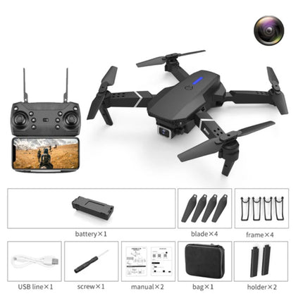 E88 Mini RC Drone met 4K Camera - WiFi Quadcopter met One Key Auto Return - Zwart