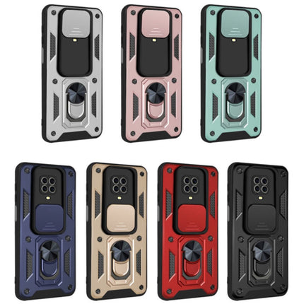 Xiaomi Redmi Note 8 - Armor Hoesje met Kickstand en Camera Slide - Magnetische Pop Grip Cover Case Zilver