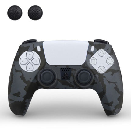 Antislip Hoes / Skin voor PlayStation 5 Controller met Joystick Caps - Rubber Grip Cover PS5 - Zwart Camo