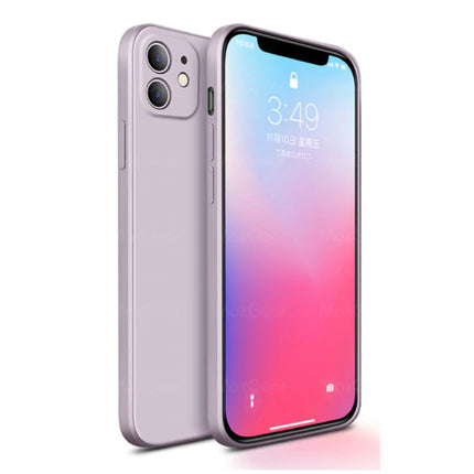 iPhone 8 Plus Square Silicone Hoesje - Zachte Matte Case Liquid Cover Grijs