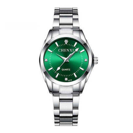 Luxe Horloge voor Dames - Waterdicht Stras Horloge Roestvrij Stalen Armband Groen