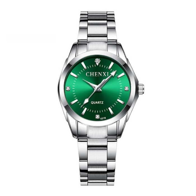 Luxe Horloge voor Dames - Waterdicht Stras Horloge Roestvrij Stalen Armband Groen