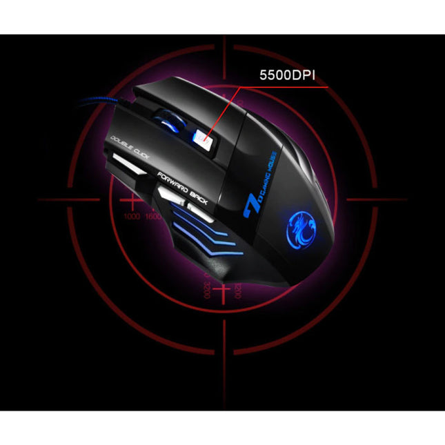 X7 Optische Gaming Muis Bedraad - Rechtshandig en Ergonomisch met DPI Aanpassing - 5500 DPI - 7 Knoppen - Zwart
