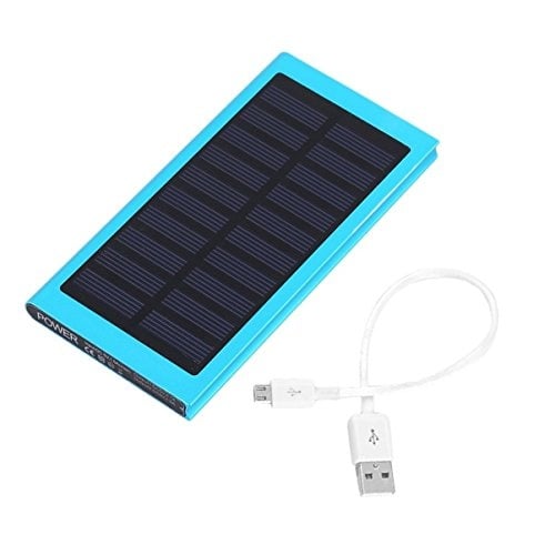 Externe 30.000mAh Solar Charger Powerbank Zonnepaneel Noodaccu Batterij Oplader Zon Blauw