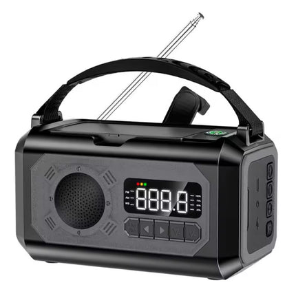 12000mAh Radio Powerbank op Zonne-energie met Dynamo - Ingebouwde Zaklamp - Batterij Oplader Noodradio Ontvanger - Zwart