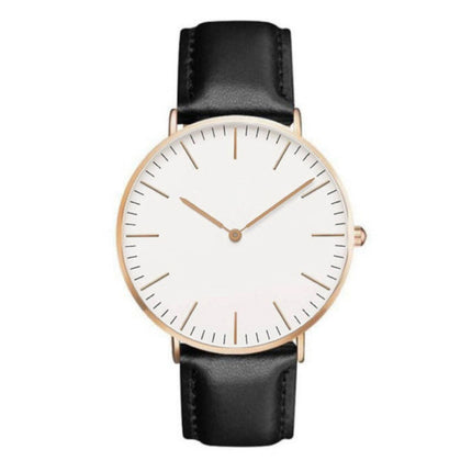 Minimalistisch Horloge voor Dames - Modieus Kwarts Uurwerk Leer Bandje Zwart Wit