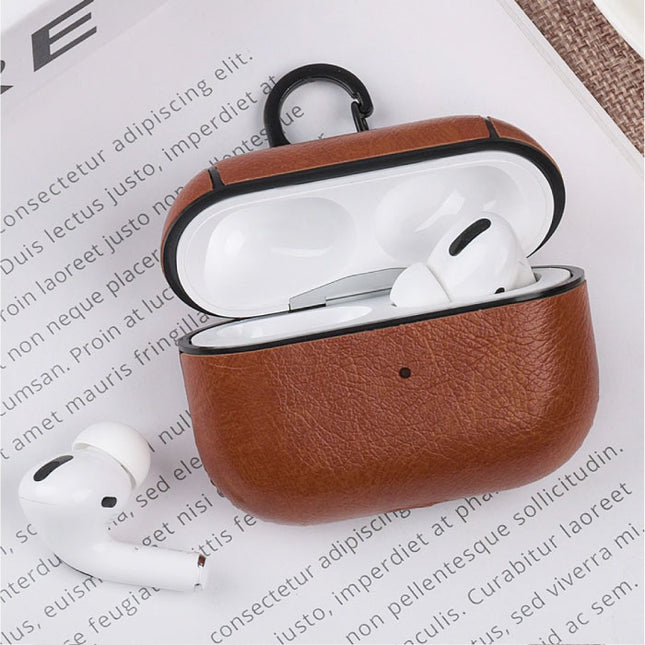 Leren Luxe Hoesje voor AirPods Pro - Leather Skin AirPod Case Cover - Lichtbruin