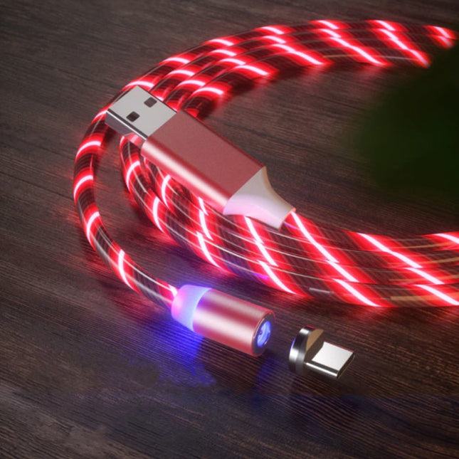 USB 2.0 - USB-C Magnetische Oplaadkabel 1 Meter Gevlochten Nylon Oplader Data Kabel Data Rood
