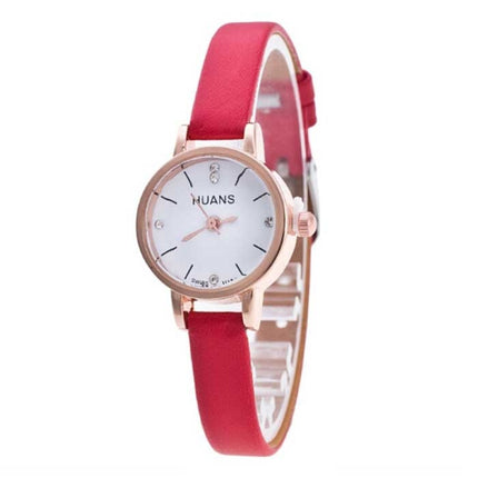 Vintage Horloge met Kleine Wijzerplaat voor Dames - Leren Band Kwarts Polshorloge Roze