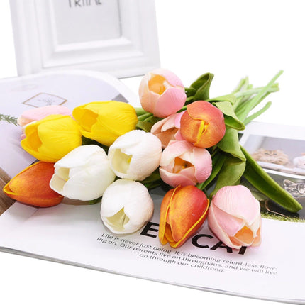 Kunst Boeket - Tulpen Zijden Bloemen Tulp Luxe Boeketten Decor Ornament Groen