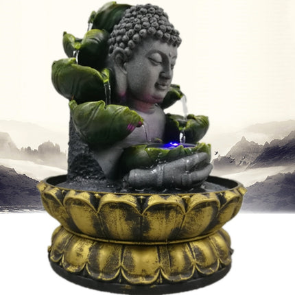 Sier Waterval Boeddha Beeld - LED Fontein Decor Feng Shui Ornament