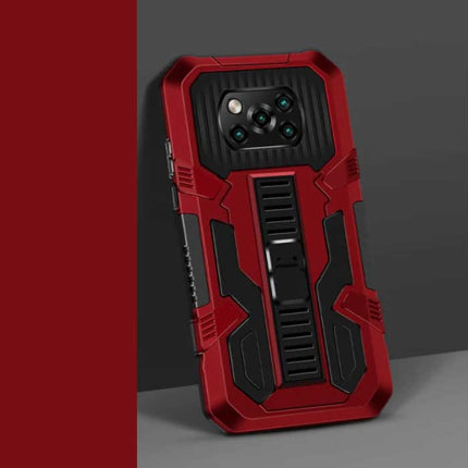 Xiaomi Poco M3 - Armor Hoesje met Kickstand en Pop Grip - Bescherming Cover Case Rood