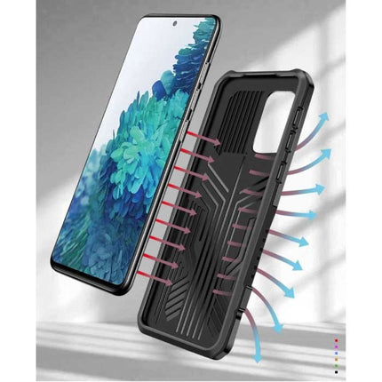 Xiaomi Poco M3 - Armor Hoesje met Kickstand en Pop Grip - Bescherming Cover Case Groen