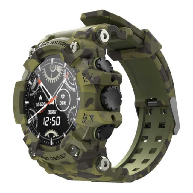 Attack Smartwatch - Slaapmonitor Hartslag Fitness Sport Activity Tracker Smartphone Horloge iOS Android IPX6 Waterdicht Camo