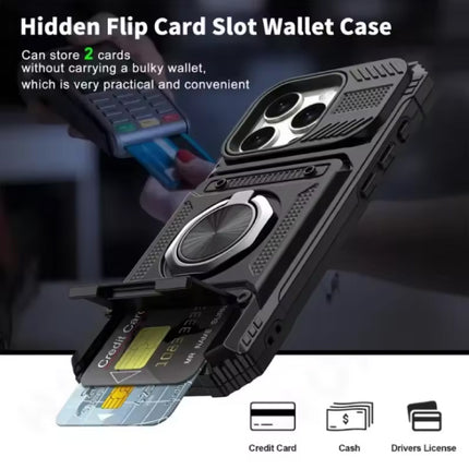 iPhone 16 Pro - Card Slot Hoesje met Kickstand - Grip Socket Magnetische Cover Case - Paars