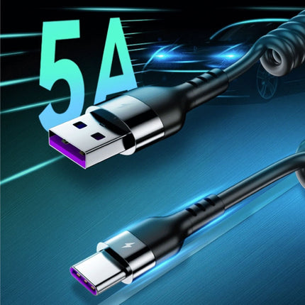USB-C Spiraal Oplaadkabel - 80 cm - Type C Oplader Data Kabel Zwart