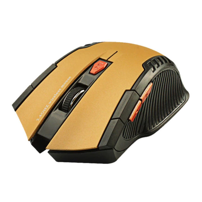 Draadloze Gaming Muis Optisch - Tweehandig en Ergonomisch met DPI Aanpassing - 1600 DPI - 6 Knoppen - Goud