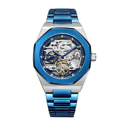 Mechanisch Roestvrij Staal Luxe Horloge voor Heren - Zakelijk Mode Polshorloge Blauw