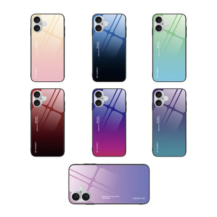 iPhone 15 Pro Hoesje Gradient - TPU en 9H Glas - Shockproof Glossy Case Cover - Rood