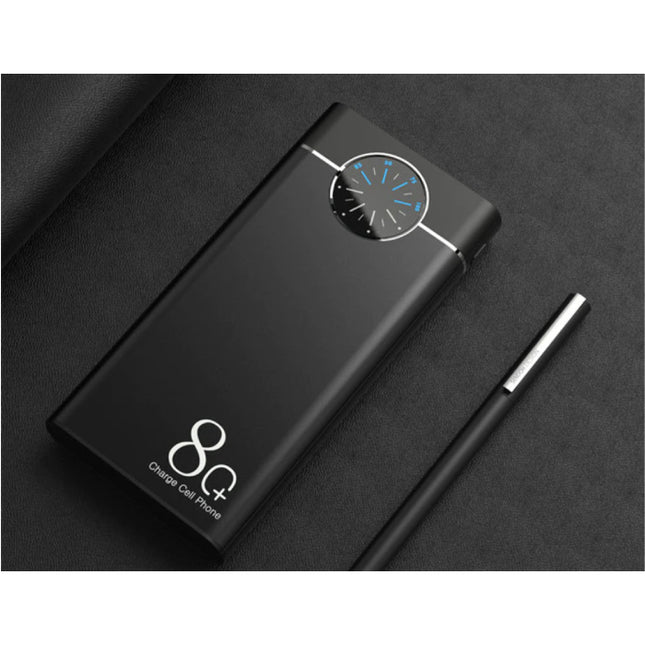 80.000mAh Powerbank met 2 Uitvoer/2 Invoer Poorten - Ingebouwde Zaklamp - Externe Noodaccu Batterij Oplader Charger Zwart