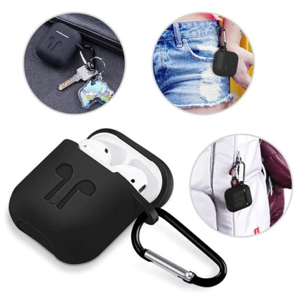 6 in 1 Kit voor AirPods 1 / 2 Blauw - Hoesje / Anti-Lost Strap / Karabijnhaak / Opbergdoosje / Draagband / 2x Stofkap