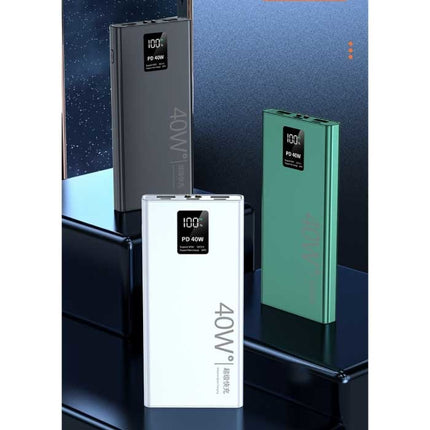 40W Powerbank 20.000mAh met 3 Oplaadpoorten  - 20W PD Externe Noodaccu LED Display Batterij Oplader Charger Wit