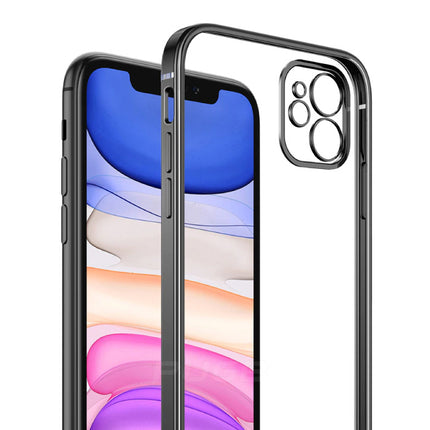 iPhone 12 Pro Hoesje Luxe Frame Bumper - Case Cover Silicone TPU Anti-Shock Zwart