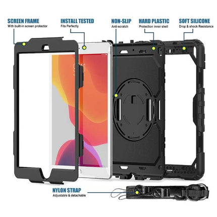 Armor Hoesje voor iPad Mini 5 met Kickstand / Polsband / Pennenhouder - Heavy Duty Cover Case Donkerblauw
